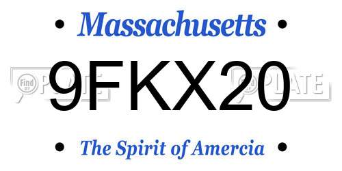 9FKX20 Massachusetts License Plate
