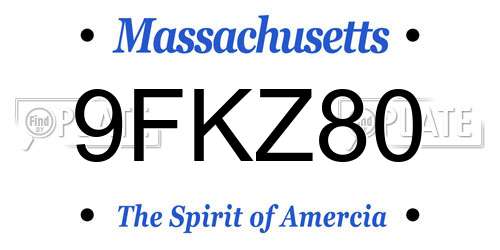 9FKZ80 Massachusetts License Plate