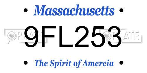 9FL253 Massachusetts License Plate
