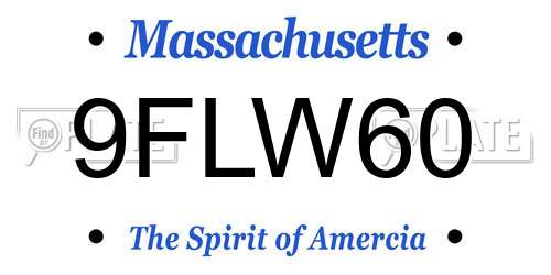 9FLW60 Massachusetts License Plate