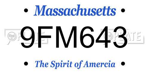 9FM643 Massachusetts License Plate