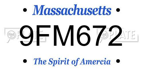 9FM672 Massachusetts License Plate