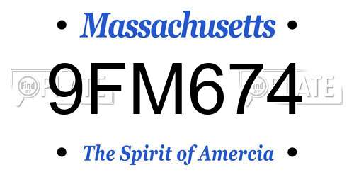 9FM674 Massachusetts License Plate