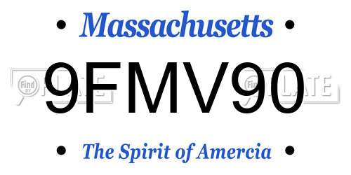 9FMV90 Massachusetts License Plate