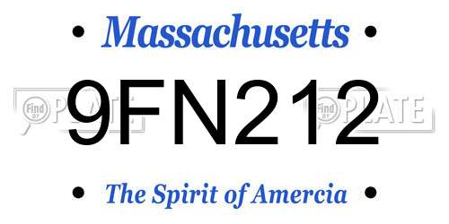 9FN212 Massachusetts License Plate