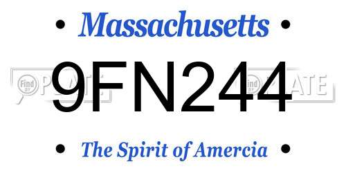 9FN244 Massachusetts License Plate