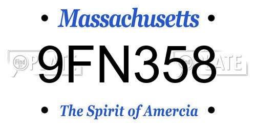 9FN358 Massachusetts License Plate