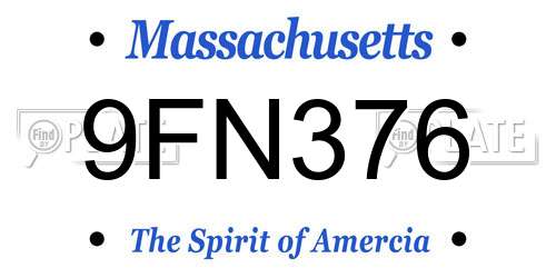 9FN376 Massachusetts License Plate