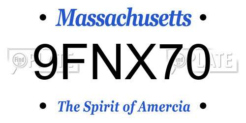 9FNX70 Massachusetts License Plate