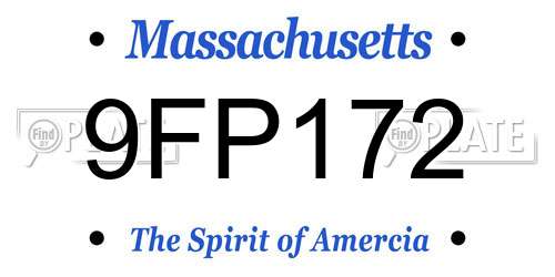 9FP172 Massachusetts License Plate