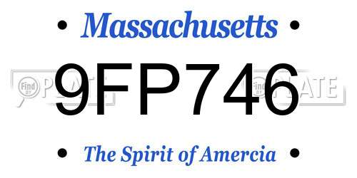 9FP746 Massachusetts License Plate