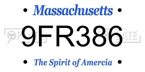 9FR386 Massachusetts License Plate