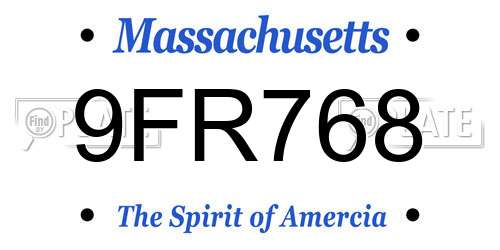 9FR768 Massachusetts License Plate