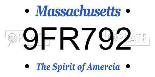 9FR792 Massachusetts License Plate