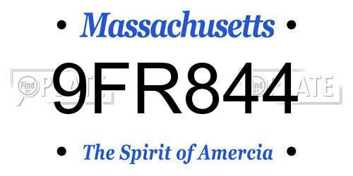9FR844 Massachusetts License Plate