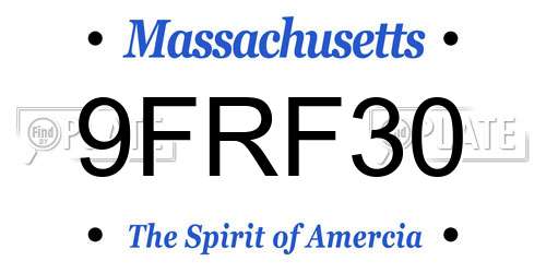 9FRF30 Massachusetts License Plate