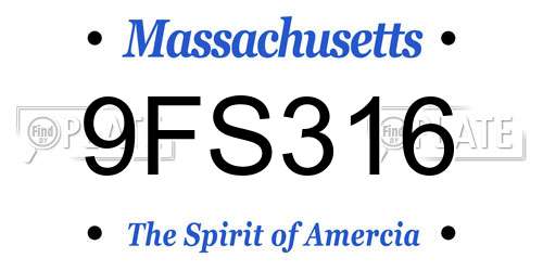 9FS316 Massachusetts License Plate