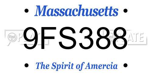 9FS388 Massachusetts License Plate