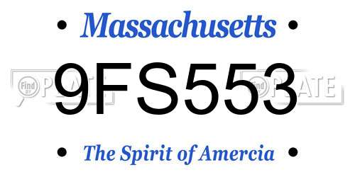 9FS553 Massachusetts License Plate