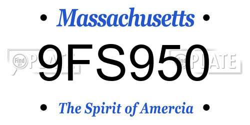 9FS950 Massachusetts License Plate