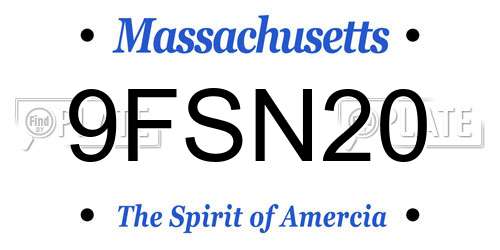 9FSN20 Massachusetts License Plate