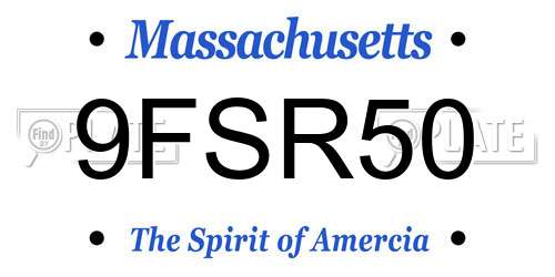 9FSR50 Massachusetts License Plate