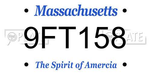 9FT158 Massachusetts License Plate