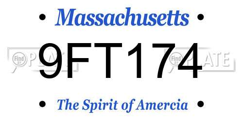 9FT174 Massachusetts License Plate