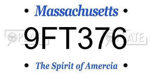 9FT376 Massachusetts License Plate