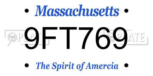 9FT769 Massachusetts License Plate