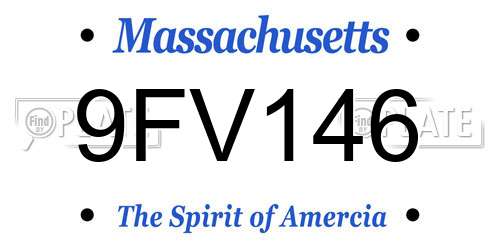 9FV146 Massachusetts License Plate