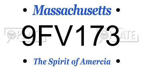 9FV173 Massachusetts License Plate