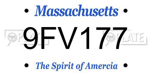 9FV177 Massachusetts License Plate