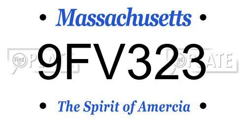 9FV323 Massachusetts License Plate