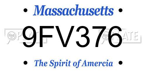 9FV376 Massachusetts License Plate