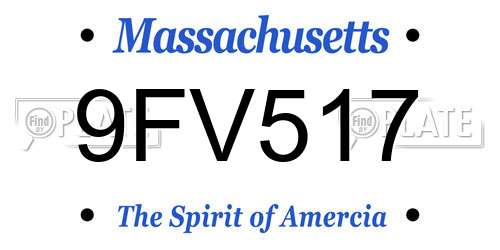 9FV517 Massachusetts License Plate