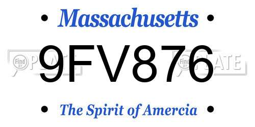 9FV876 Massachusetts License Plate