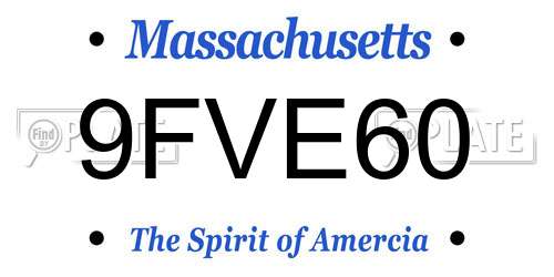 9FVE60 Massachusetts License Plate
