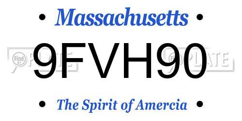9FVH90 Massachusetts License Plate