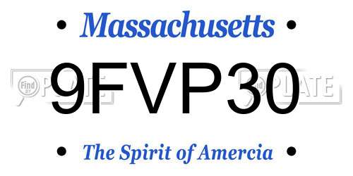 9FVP30 Massachusetts License Plate
