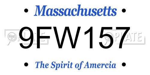 9FW157 Massachusetts License Plate
