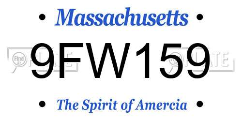 9FW159 Massachusetts License Plate