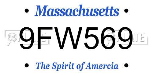 9FW569 Massachusetts License Plate