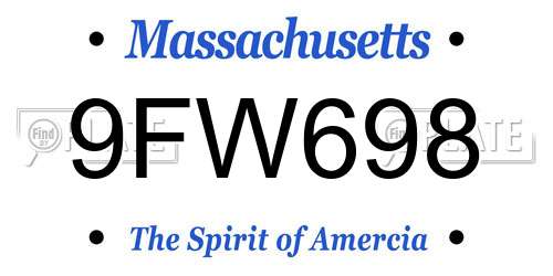 9FW698 Massachusetts License Plate