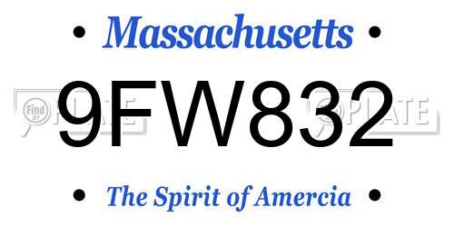 9FW832 Massachusetts License Plate
