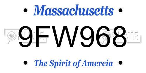 9FW968 Massachusetts License Plate