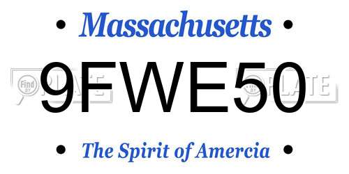 9FWE50 Massachusetts License Plate