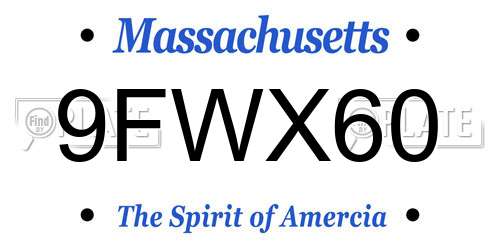 9FWX60 Massachusetts License Plate