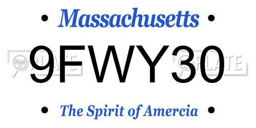 9FWY30 Massachusetts License Plate