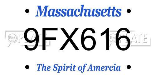 9FX616 Massachusetts License Plate